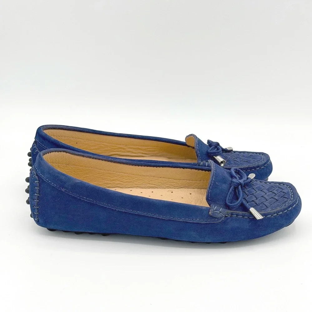 Neiman‎ Marcus Womens Size 6.5B Blue Suede Loafer Driving Moccasins Shoes Casual